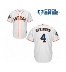 Youth Houston Astros #4 George Springer Authentic White Home Cool Base 2019 World Series Bound Baseball Jersey