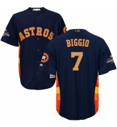 Men's Majestic Houston Astros #7 Craig Biggio Replica Navy Blue Alternate 2018 Gold Program Cool Base MLB Jersey