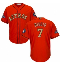 Youth Majestic Houston Astros #7 Craig Biggio Authentic Orange Alternate 2018 Gold Program Cool Base MLB Jersey
