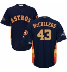 Youth Majestic Houston Astros #43 Lance McCullers Authentic Navy Blue Alternate 2018 Gold Program Cool Base MLB Jersey
