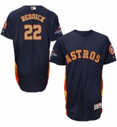Men's Majestic Houston Astros #22 Josh Reddick Navy Blue Alternate 2018 Gold Program Flex Base Authentic Collection MLB Jersey