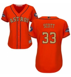 Women's Majestic Houston Astros #33 Mike Scott Authentic Orange Alternate 2018 Gold Program Cool Base MLB Jersey