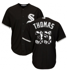 Men's Majestic Chicago White Sox #35 Frank Thomas Authentic Black Team Logo Fashion Cool Base MLB Jersey