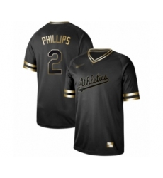 Men's Oakland Athletics #2 Tony Phillips Authentic Black Gold Fashion Baseball Jersey
