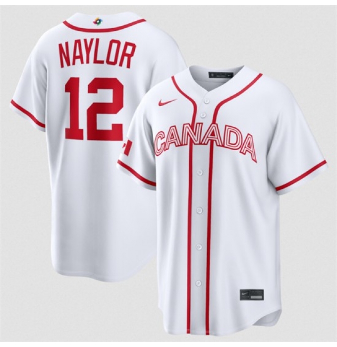 Men's Canada Baseball #12 Josh Naylor White 2026 World Baseball Classic Home Stadium Stitched Jersey