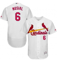 Men's Majestic St. Louis Cardinals #6 Stan Musial White Home Flex Base Authentic Collection MLB Jersey