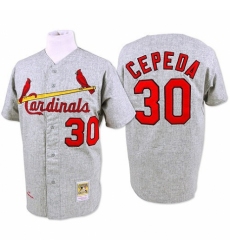 Men's Mitchell and Ness 1967 St. Louis Cardinals #30 Orlando Cepeda Authentic Grey Throwback MLB Jersey