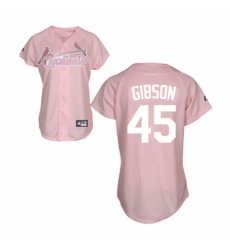 Women's Majestic St. Louis Cardinals #45 Bob Gibson Authentic Pink Fashion MLB Jersey