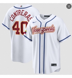 Men's Venezuela Baseball #40 Willson Contreras White 2026 World Baseball Classic Home Stadium Stitched Jersey