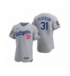 Men's Los Angeles Dodgers #31 Joc Pederson Nike Gray 2020 World Series Authentic Road Jersey
