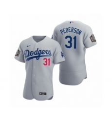 Men's Los Angeles Dodgers #31 Joc Pederson White 2020 World Series Champions Authentic Jersey