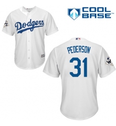 Men's Majestic Los Angeles Dodgers #31 Joc Pederson Replica White Home 2017 World Series Bound Cool Base MLB Jersey