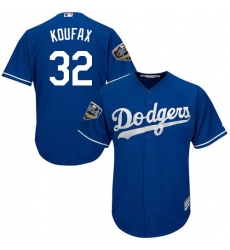 Youth Majestic Los Angeles Dodgers #32 Sandy Koufax Authentic Royal Blue Alternate Cool Base 2018 World Series MLB Jersey