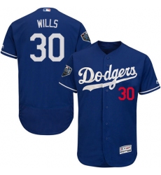 Men's Majestic Los Angeles Dodgers #30 Maury Wills Royal Blue Flexbase Authentic Collection 2018 World Series MLB Jersey