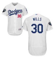 Men's Majestic Los Angeles Dodgers #30 Maury Wills White Home Flex Base Authentic Collection 2018 World Series MLB Jersey