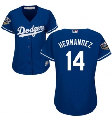 Women's Majestic Los Angeles Dodgers #14 Enrique Hernandez Authentic Royal Blue Alternate Cool Base 2018 World Series MLB Jerseyy