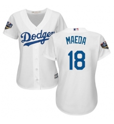 Women's Majestic Los Angeles Dodgers #18 Kenta Maeda Authentic White Home Cool Base 2018 World Series MLB Jersey
