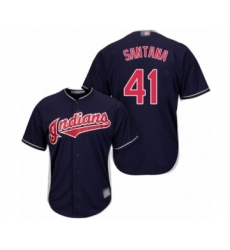 Youth Cleveland Indians #41 Carlos Santana Authentic Navy Blue Alternate 1 Cool Base Baseball Jersey