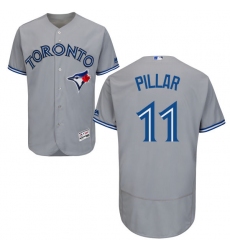 Men's Majestic Toronto Blue Jays #11 Kevin Pillar Grey Road Flex Base Authentic Collection MLB Jersey