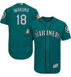 Men's Majestic Seattle Mariners #18 Hisashi Iwakuma Teal Green Alternate Flex Base Authentic Collection MLB Jersey
