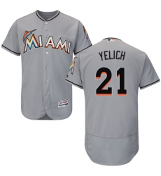 Men's Majestic Miami Marlins #21 Christian Yelich Grey Road Flex Base Authentic Collection MLB Jersey