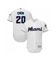 Men's Miami Marlins #20 Wei-Yin Chen White Home Flex Base Authentic Collection Baseball Jersey
