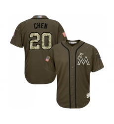 Youth Miami Marlins #20 Wei-Yin Chen Authentic Green Salute to Service Baseball Jersey