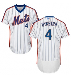 Men's Majestic New York Mets #4 Lenny Dykstra White Alternate Flex Base Authentic Collection MLB Jersey