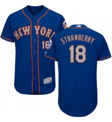 Men's Majestic New York Mets #18 Darryl Strawberry Royal/Gray Alternate Flex Base Authentic Collection MLB Jersey
