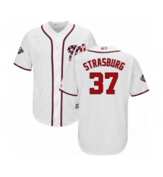 Youth Washington Nationals #37 Stephen Strasburg Authentic White Home Cool Base 2019 World Series Bound Baseball Jersey