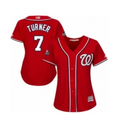 Women's Washington Nationals #7 Trea Turner Authentic Red Alternate 1 Cool Base 2019 World Series Bound Baseball Jersey