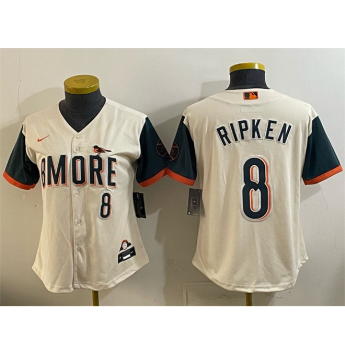 Women's Baltimore Orioles #8 Cal Ripken Jr Natural 2026 City Connect Stadium Stitched Baseball Jersey(Run Small)
