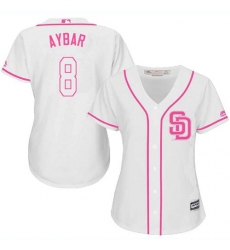 Women's San Diego Padres #8 Erick Aybar White Pink Fashion Stitched MLB Jersey