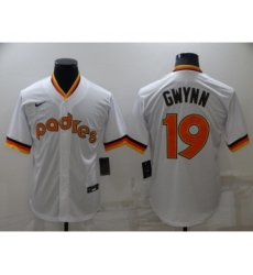 Men's San Diego Padres #19 Tony Gwynn White Cooperstown Collection Stitched Throwback Jersey