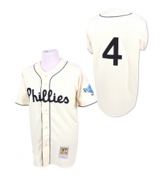 Men's Mitchell and Ness Philadelphia Phillies #4 Jimmy Foxx Authentic White Throwback MLB Jersey