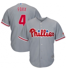 Youth Majestic Philadelphia Phillies #4 Jimmy Foxx Authentic Grey Road Cool Base MLB Jersey