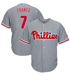 Youth Majestic Philadelphia Phillies #7 Maikel Franco Authentic Grey Road Cool Base MLB Jersey