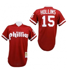 Men's Mitchell and Ness 1991 Philadelphia Phillies #15 Dave Hollins Authentic Red Throwback MLB Jersey