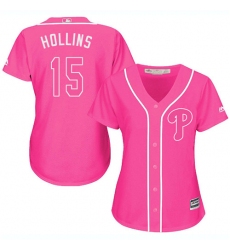 Women's Majestic Philadelphia Phillies #15 Dave Hollins Replica Pink Fashion Cool Base MLB Jersey