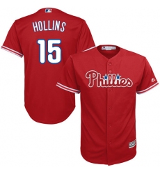 Youth Majestic Philadelphia Phillies #15 Dave Hollins Replica Red Alternate Cool Base MLB Jersey
