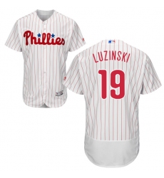 Men's Majestic Philadelphia Phillies #19 Greg Luzinski White Home Flex Base Authentic Collection MLB Jersey