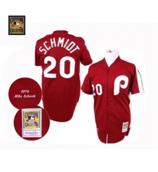 Men's Mitchell and Ness Philadelphia Phillies #20 Mike Schmidt Authentic Red Throwback MLB Jersey