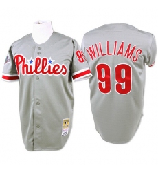Men's Mitchell and Ness Philadelphia Phillies #99 Mitch Williams Replica Grey Throwback MLB Jersey