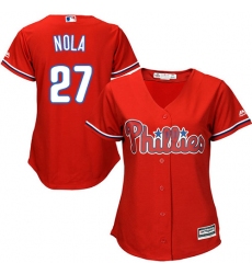Women's Majestic Philadelphia Phillies #27 Aaron Nola Replica Red Alternate Cool Base MLB Jersey