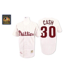 Men's Mitchell and Ness Philadelphia Phillies #30 Dave Cash Authentic White/Red Strip Throwback MLB Jersey