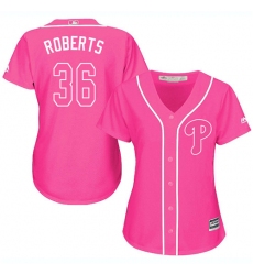 Women's Majestic Philadelphia Phillies #36 Robin Roberts Authentic Pink Fashion Cool Base MLB Jersey