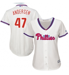Women's Majestic Philadelphia Phillies #47 Larry Andersen Authentic Cream Alternate Cool Base MLB Jersey