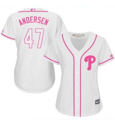 Women's Majestic Philadelphia Phillies #47 Larry Andersen Authentic White Fashion Cool Base MLB Jersey