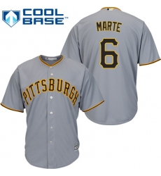 Youth Majestic Pittsburgh Pirates #6 Starling Marte Replica Grey Road Cool Base MLB Jersey