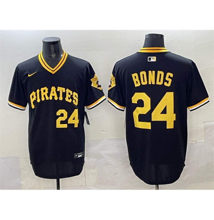 Men's Pittsburgh Pirates #24 Barry Bonds Black With Cool Base Stitched Baseball Jersey